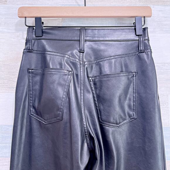Universal Threads High Rise 90s Straight Leg Faux Leather Jeans Black Womens 00 - Picture 5 of 11